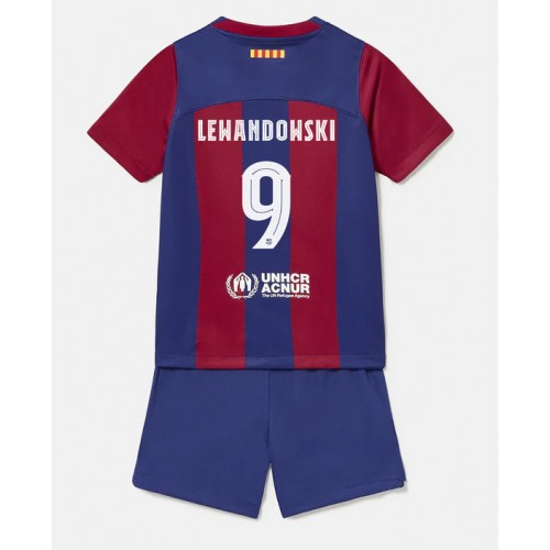 Dětský Fotbalový dres Barcelona Robert Lewandowski #9 2023-24 Domácí Krátký Rukáv (+ trenýrky)